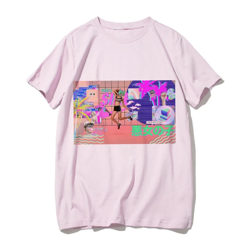 Новинка, женская одежда, эстетика vaporwave, искусство Харадзюку, панк стиль, мода, уличная одежда, спортивный костюм, индивидуальная женская футболка