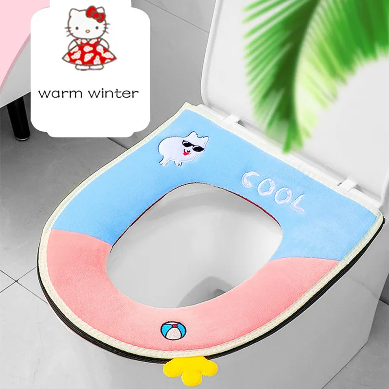 

Hot Sale Comfortable Velvet Coral Bathroom Toilet Seat Cover Winter Toilet Cover Household Closestool Mat Seat Case Lid Cover