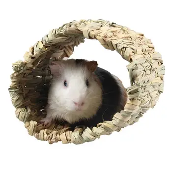 

Hamster Grass Tunnel Handmade Rabbit Tunnel Toy Rabbit Grass Hideaway Chew Toy клетка для хомяка Accessories For Small Pets