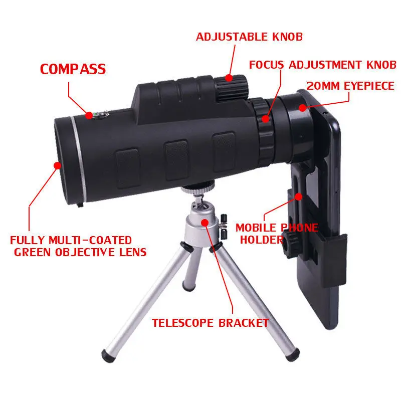 40x60 телескоп высокой четкости ночного видения концертный открытый монокулярный телескоп