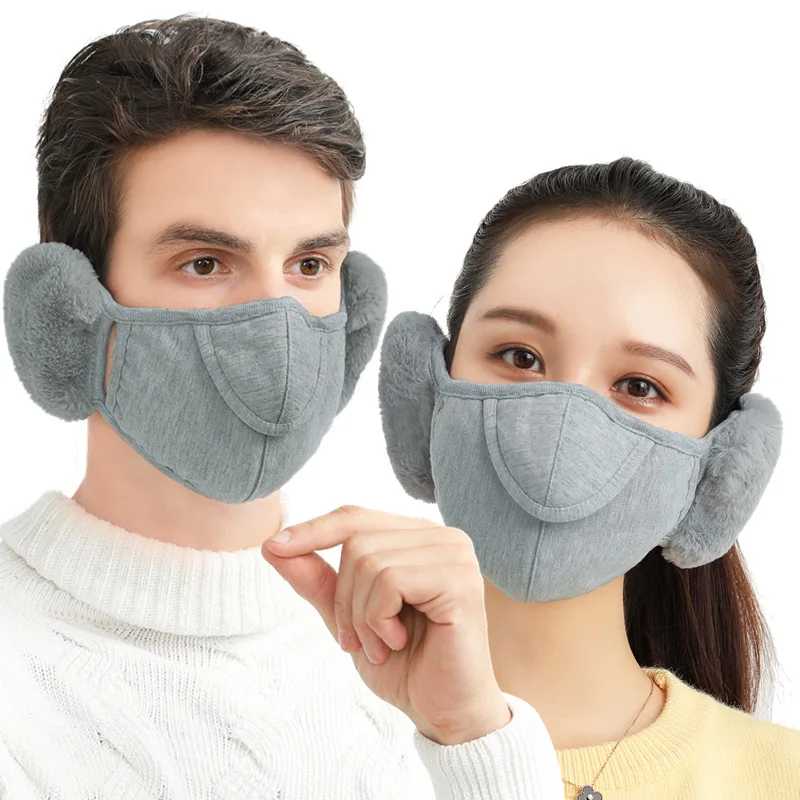 Gray 1 шт., новинка, зимняя теплая маска для рта для мужчин и женщин, для езды на открытом воздухе, защитная дышащая маска для лица, ткань, респиратор - Цвет: Gray