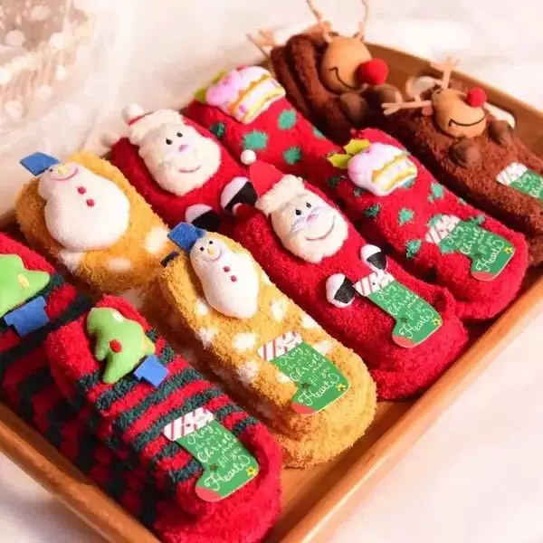 

5pcs Baby Christmas socks newbrn winter warm cotton carton snowman deer sock for toddler girl boys gift