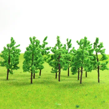 50pcs/100pcs/200pcs N Z Scale Train Layout Set Model Trees 1:150 Iron Wire Trees Green 5cm G5020 Railway Layout