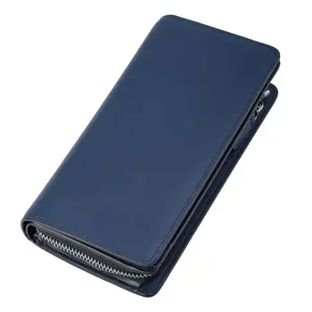 

Tiding 2019 Genuine Leather Men's Standard Wallet Large Capacity Multi-card Wallets Long Purse Zipper Clutch Wallet Black4211