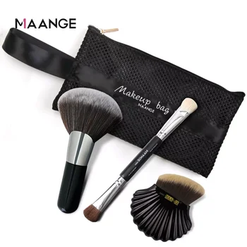 

MAANGE High Quality 4Pcs Makeup Brushes Tools Kit Loose Powder Blush Pro Flat Cosmetic Beauty Fan Shape Round Make Up Brush Tool