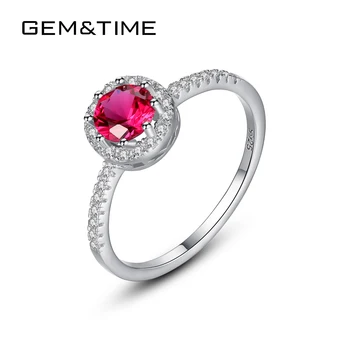 

Gem&Time Brand 100% 925 Sterling Silver Garnet Finger Ring For Women Red Gemstone Bridal Wedding Band Rings Fine Jewelry SR0324