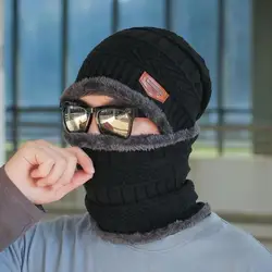 Winter Beanie Hat For Men Knitted Hat Winter Cap Beanie Women Thick Wool Neck Scarf Cap Balaclava Mask Bonnet Hats Gorras