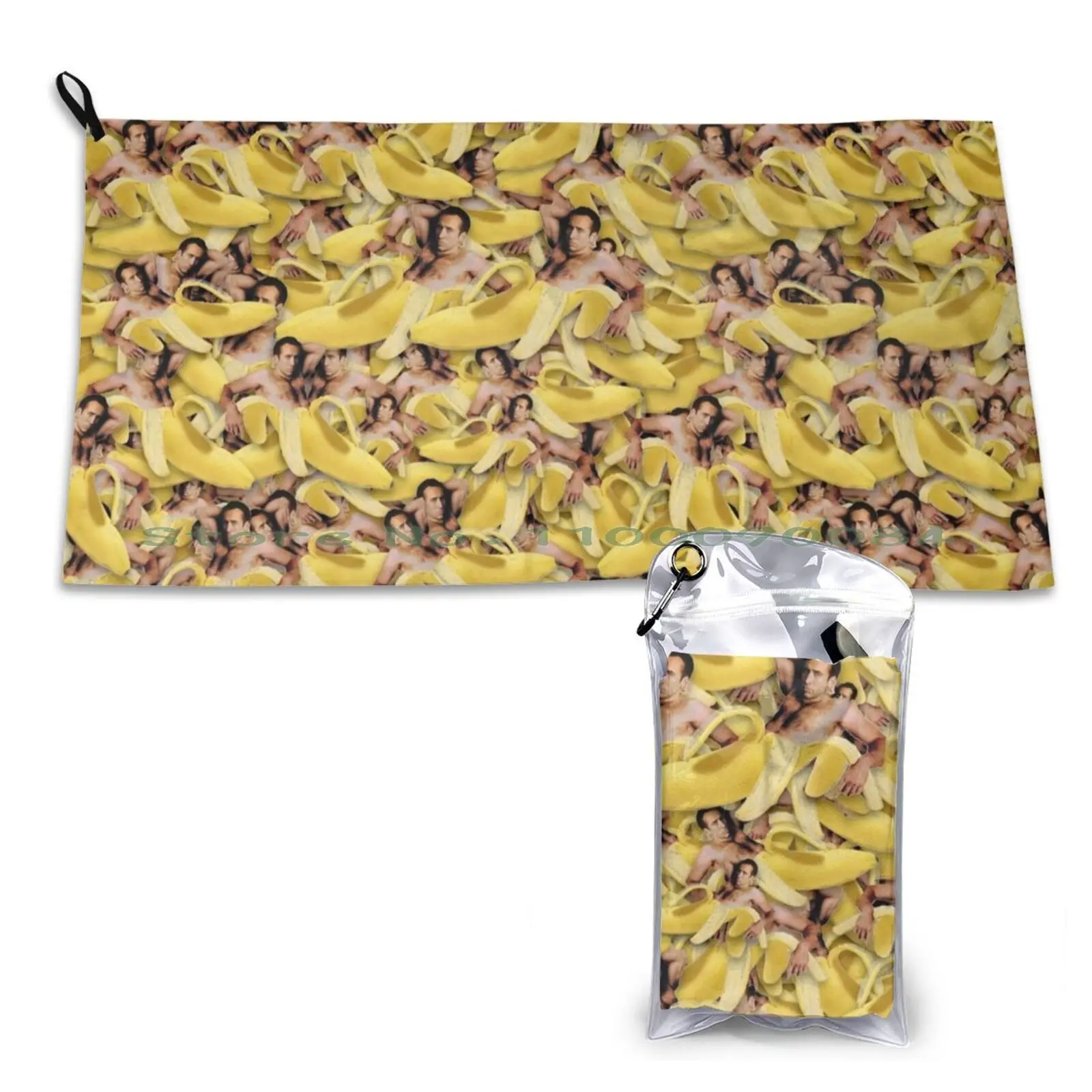 Nicolas Cage Banana Pattern Quick Dry Towel Gym Sports Bath Portable Strippers Strip Club Fake Tits Fake Boobs Pole Dancing