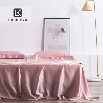 

Lanlika Noble Adult 100% Silk Flat Sheet 25 Momme Pink Healthy Beauty Bed Flat Sheet Pillowcase Euro Bed Linen For Adult Kids