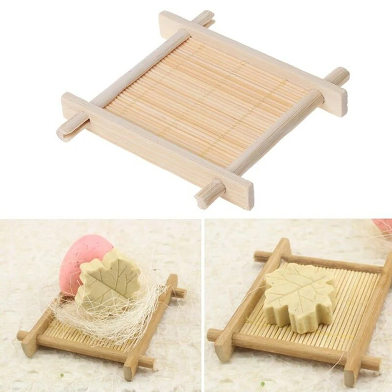 

Wooden Bamboo Soap Dish Tray Holder Storage Soap Rack Plate Box Container