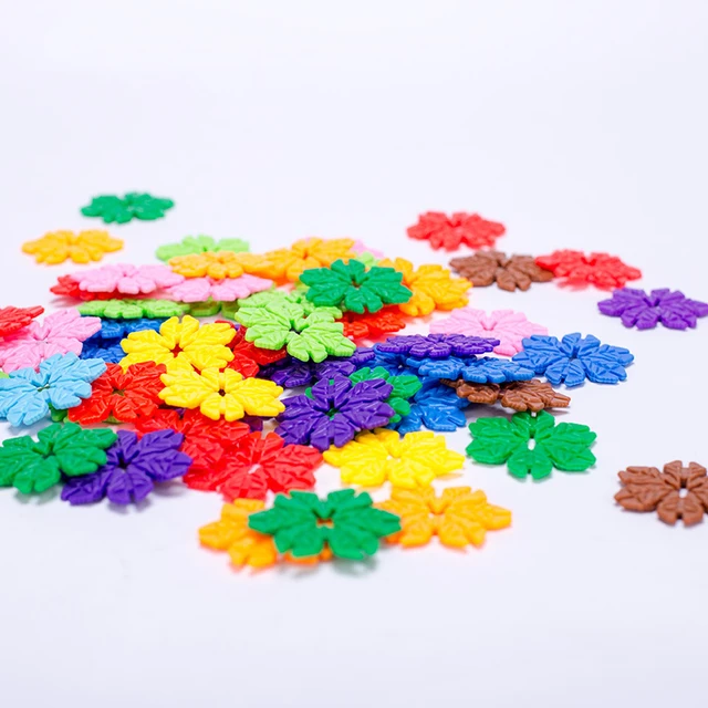 100pcs/lot Plastic Snowflake Interconnecting Blocks Building & Construction Toys Children 3D Puzzle Kindergarten Baby Game Toy 2