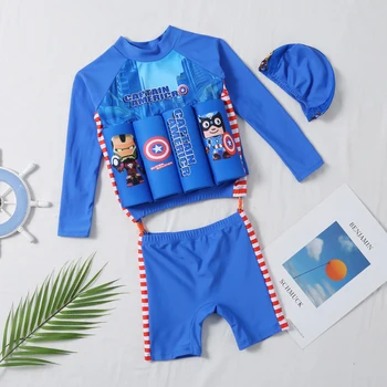 

Children Swimwear Kids Boy Long Sleeve UV UPF50+ Buoyancy Floating Swimsuit Safe Protective Lesson Swimming Pool Bathing suit