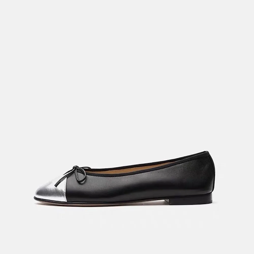 Ballet Flats Loafers Hoes Silver Womens Bling Large-Size Genuine-Leather 42 Round-Toe