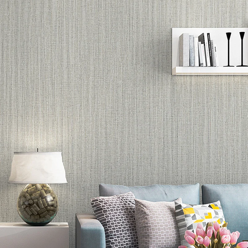 Grasscloth текстура обои простой металлик льняной эффект коричневый серый сплошной цвет обои простой современный Флокированный нетканый