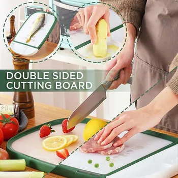 

High Quality Double-Sided Cutting Board Anti-Microbial Cut & Drain Double-Sided Fruit Cutting Boards Kitchen Tools#30