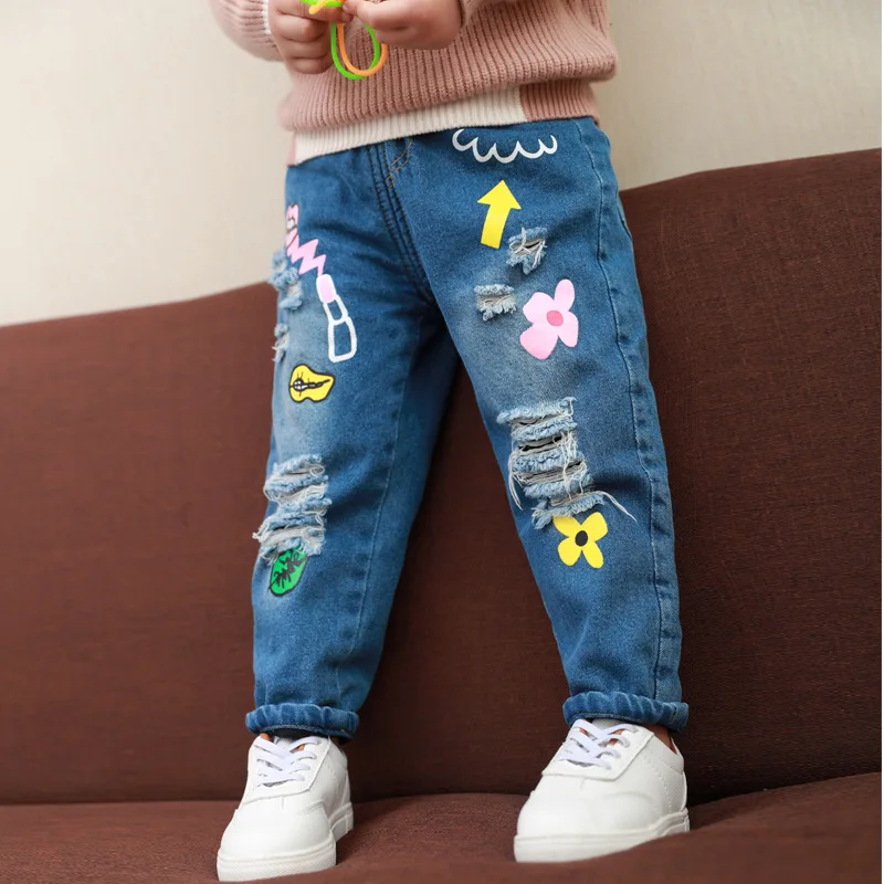 

Childrenswear New Style Girls Fall And Winter Clothes Thick Baby plus Velvet CHILDREN'S Pants Cowboy Pants Versitile Fashion
