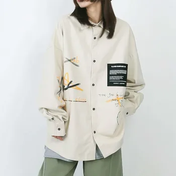 

XUXI 2020 Spacious Coat, Japanese Wine Shirt Top With Graffiti Character And Women's Tall Clothes Informal Hip Hop Hope FZ1073