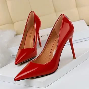 

BIGTREE shoes Women high heels Female thin heels party ladies shoe fashion pointed toe pumps big size women shoe Lady basic pump
