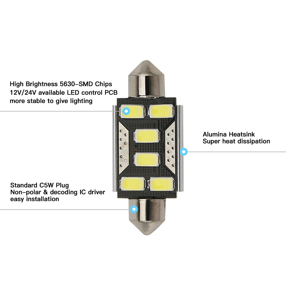 Купольный светильник светодиодный Non-Pola 6000K белый светильник ing 12 V-24 V PVC+ алюминиевый светодиодный светильник 31mm 36mm 39mm 41mm