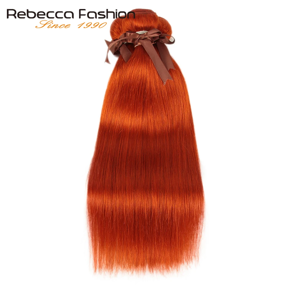 Ребекка оранжевые волосы пряди бразильские прямые волосы Remy, Пряди человеческих волос для наращивания 8-28 дюймов 1/3/4 пряди