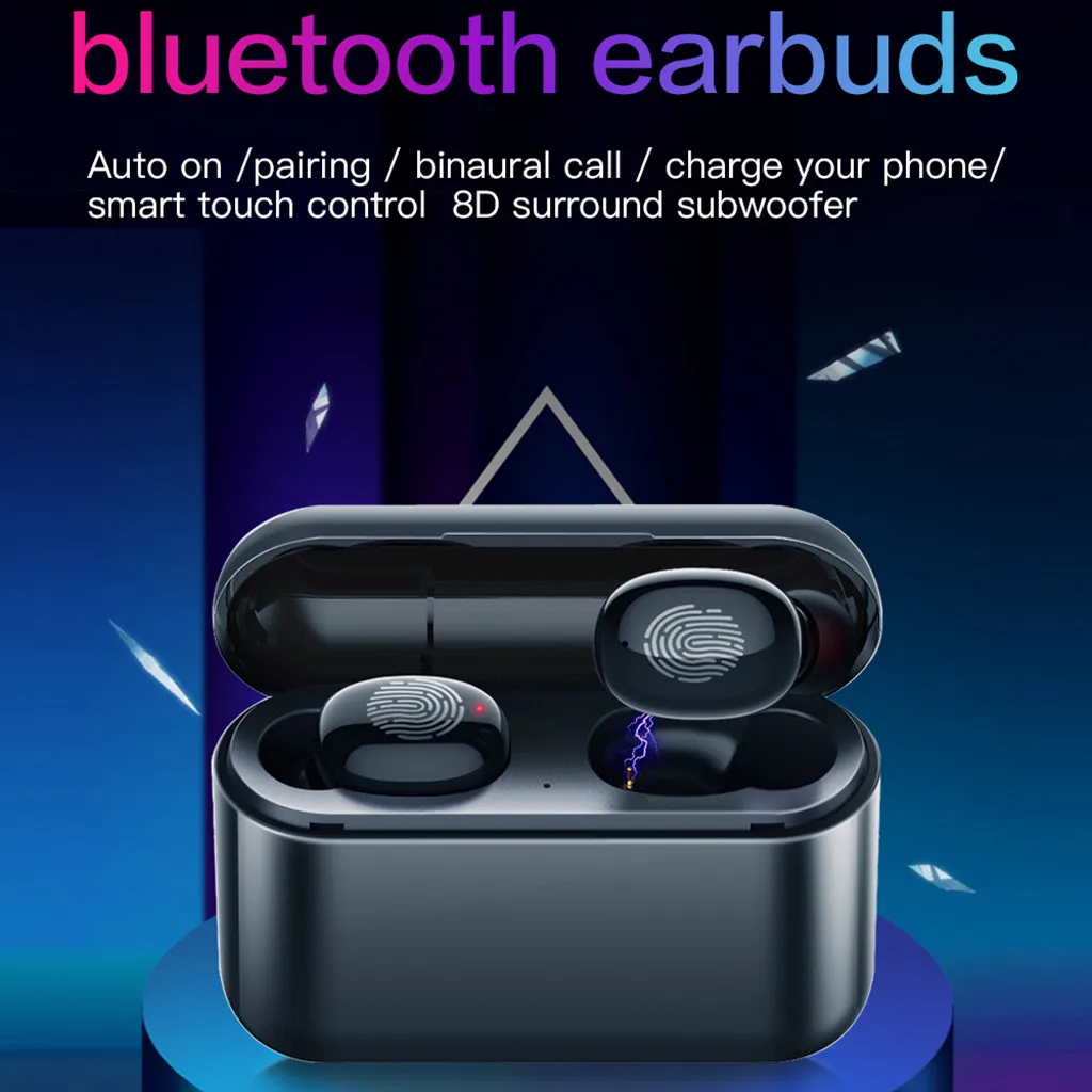 BT5 0 Sports Multi function Big Battery Double Earphones In Ear Wireless Headphone Stereo Earbuds Sports Headset With Mic