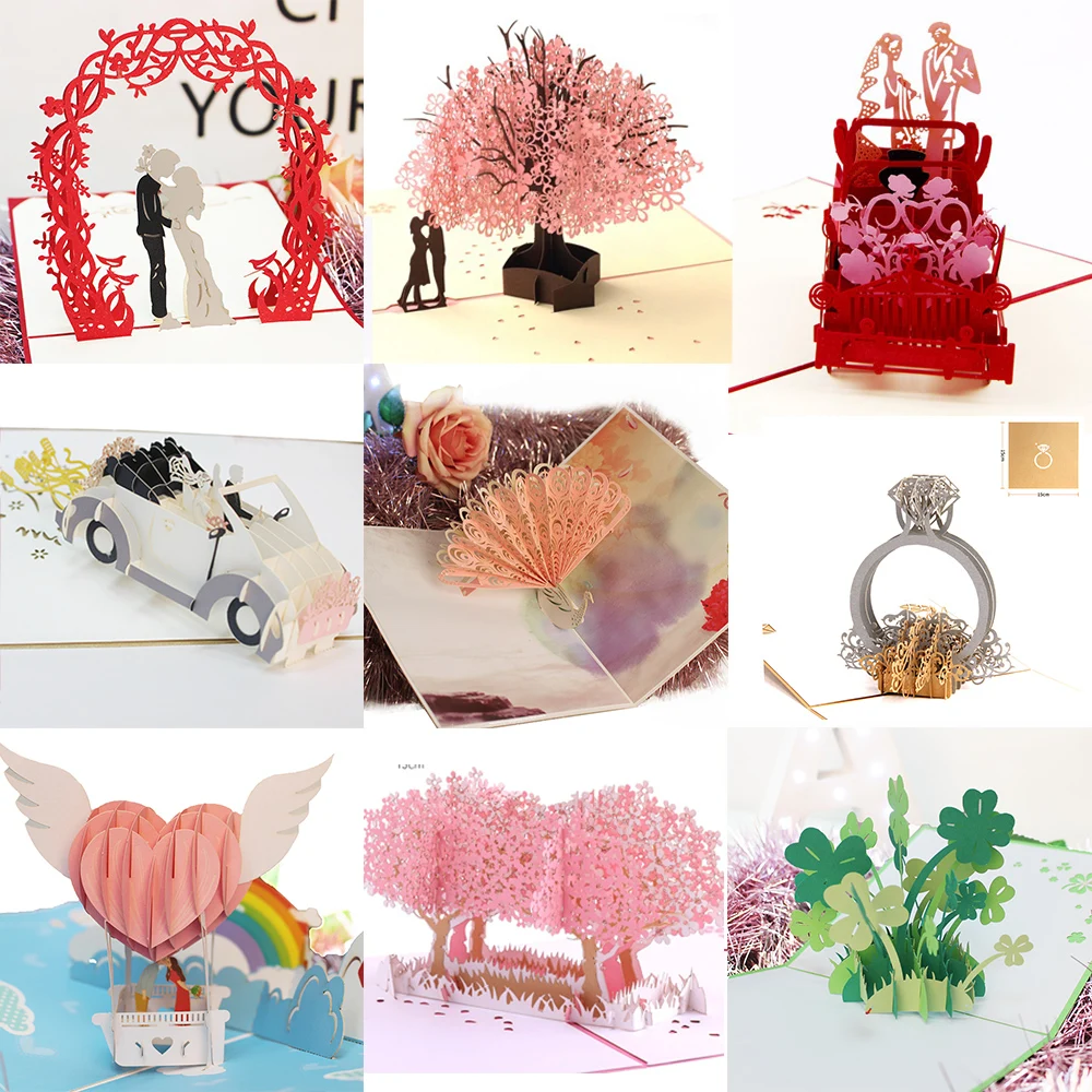 3D Pop Up открытки на случай помолвки любителей свадебные пригласительные день