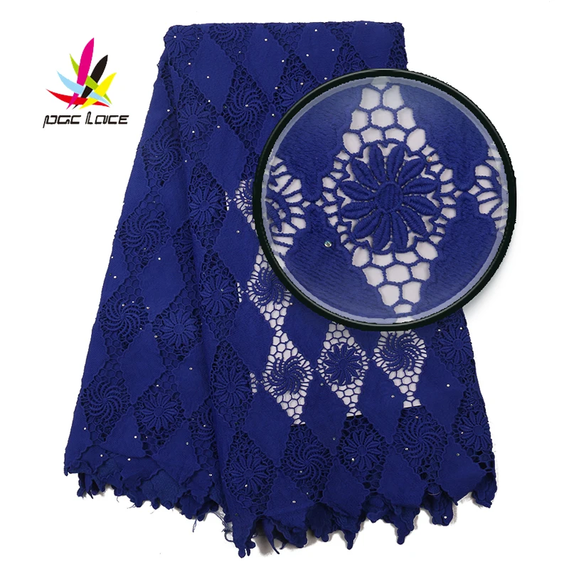 

2020 High Quality African Water Soluble Lace Hot Selling Nigerian Embroidered Lace Fabric With Stones For Women Dress AMY3109B