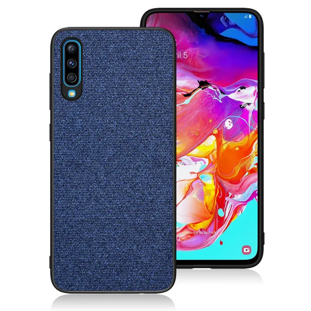 Blue Для samsung A50 чехол TPU кромка из плотной ткани на заднюю панель матерчатая ткань крышка для samsung Galaxy A10 A20 A30 A40 A50 A60 A70 чехол для телефона - Цвет: Blue