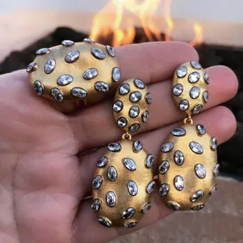 

GODKI 2019 Trendy Charms DUBAI Statement Earring Ring Jewelry Sets for Women Gold Cubic Zirconia Earrings Wedding Jewelry Set