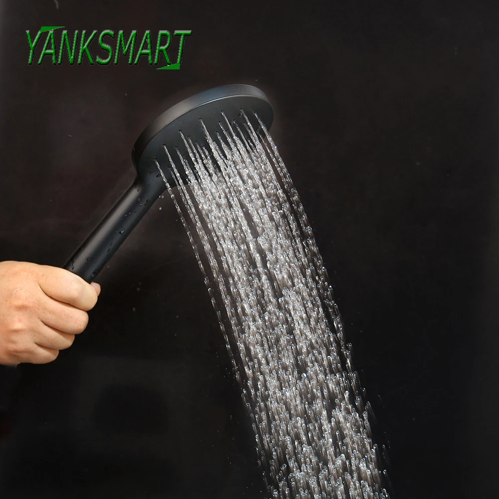 YANKSMART черный пластик Ванная Комната Дождь Круглый ручной душевой смеситель насадка для душа роскошный съемный смеситель