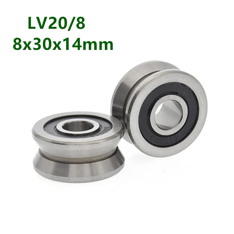 8x30x14mm V Shaped Sealed Guide Pulley Rail Ball Bearing for Cylindrical Guide 