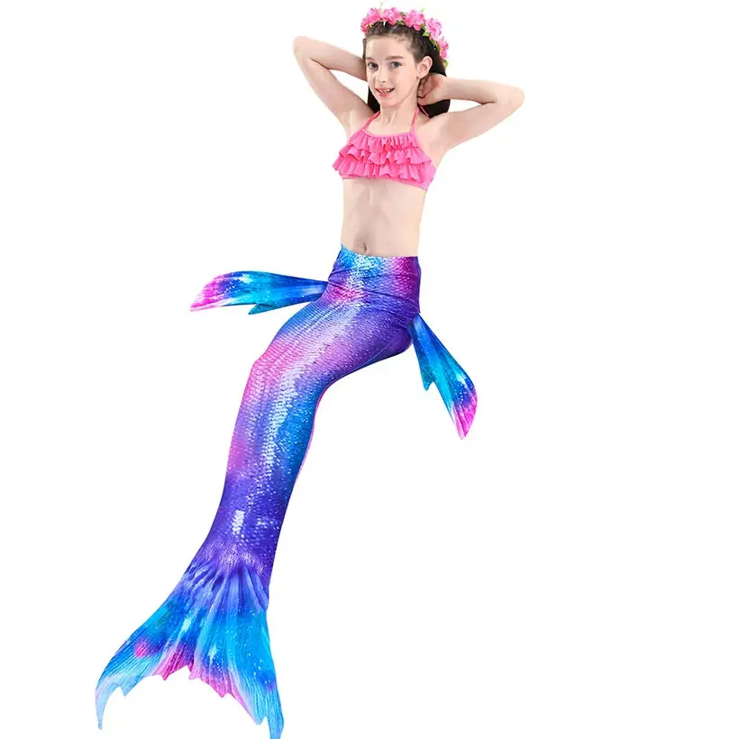 5Pcs/Set Girls Mermaid Tail Swimsuit Children the Little Mermaid Costume Cosplay Beach Clothes Bathing Suit anime cosplay female