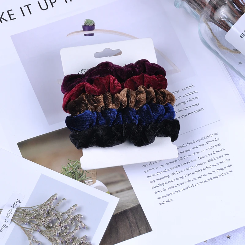 style 13 6 шт./компл. шифон резинки в комплекте, для женщин, сплошного цвета или в точку, резинки для волос для девочек; резинка для волос украшения Femme Головные уборы аксессуары для волос - Цвет: style 13