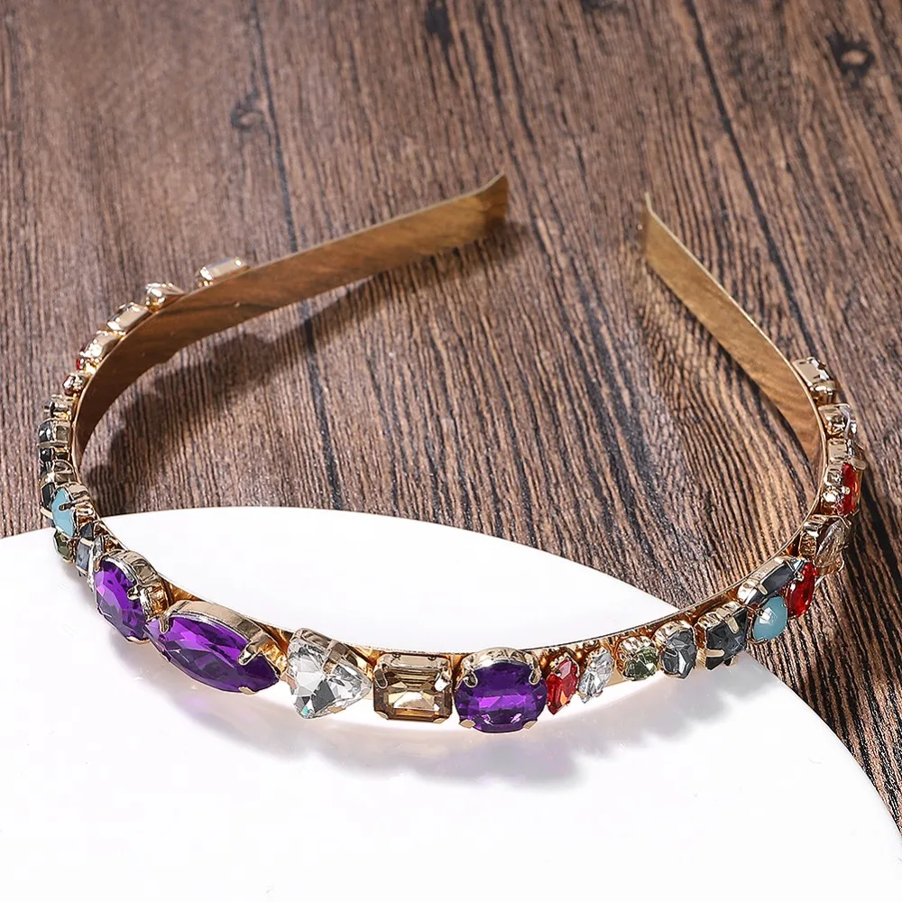 Girlgo богемные Красочные Хрустальные Роскошные ZA Hairband аксессуары ювелирные изделия для женщин Модный шикарный СВАДЕБНЫЙ ободок вечерние подарки