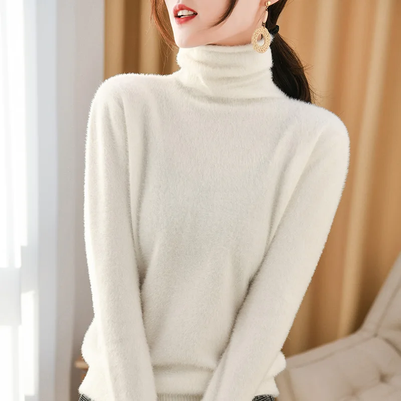 2019 новая чистая норковая кашемировая рубашка с высоким воротником воротник со