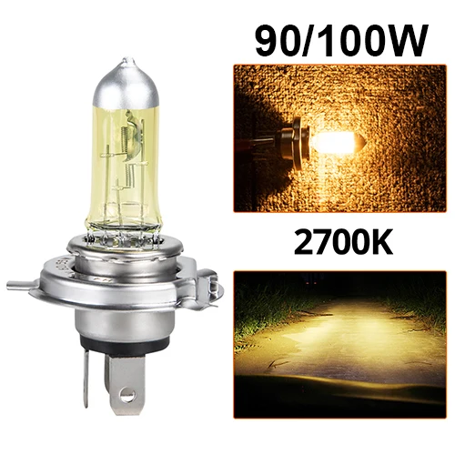 2700K 100W Галогенная лампа H4 H7, автомобильная лампа 55 Вт, 100 Вт, 6500 К, 2700 к, 4300 К, белая/желтая ампула, противотуманный светильник 12 В, качественная кварцевая стеклянная лампа, 1 шт - Испускаемый цвет: 2700K 100W