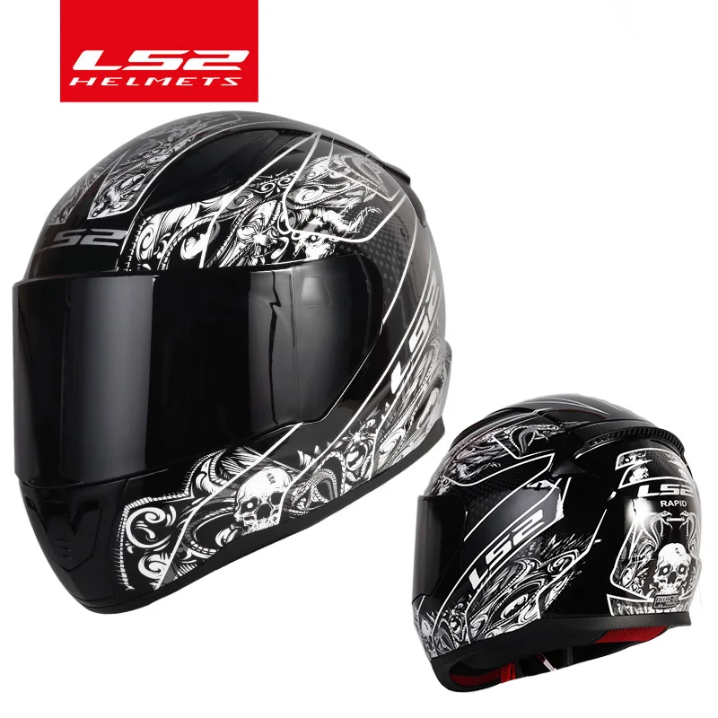 LS2, глобальный магазин, LS2, FF353, полное лицо, мото, rcycle, шлем, ABS, безопасная структура, шлем, moto capacete, LS2, скоростные уличные гоночные шлемы - Цвет: black snake black