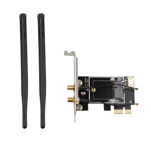 Wireless Wifi network card Mini PCIE full / half size to PCI-E 1X 4X  desktop adapter 2 antennas computer - AliExpress