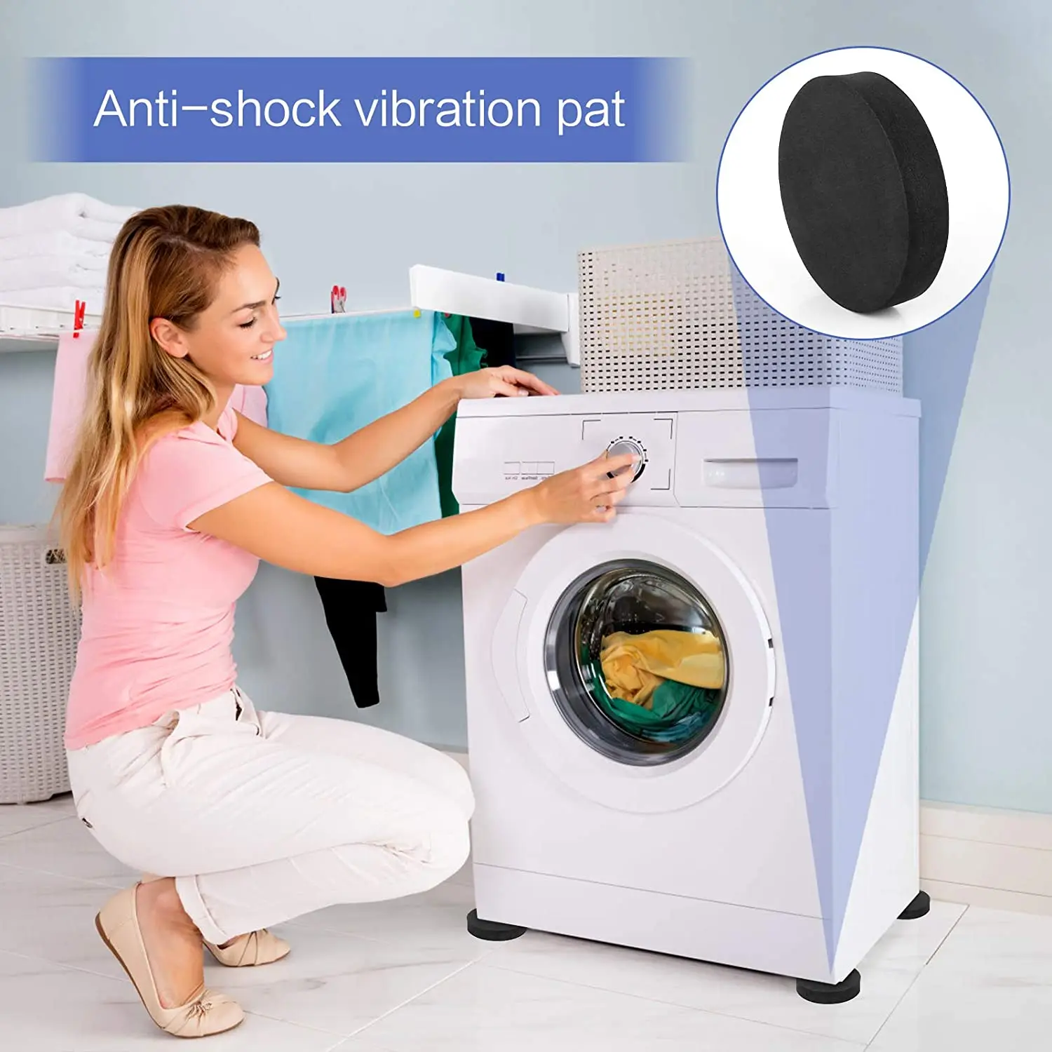 Washing Machine Pads Anti Vibration Pads 4Pcs Equipment Pads Shock Absorbing EVA Mats Vibration Isolation Mats for Dryer Treadmill