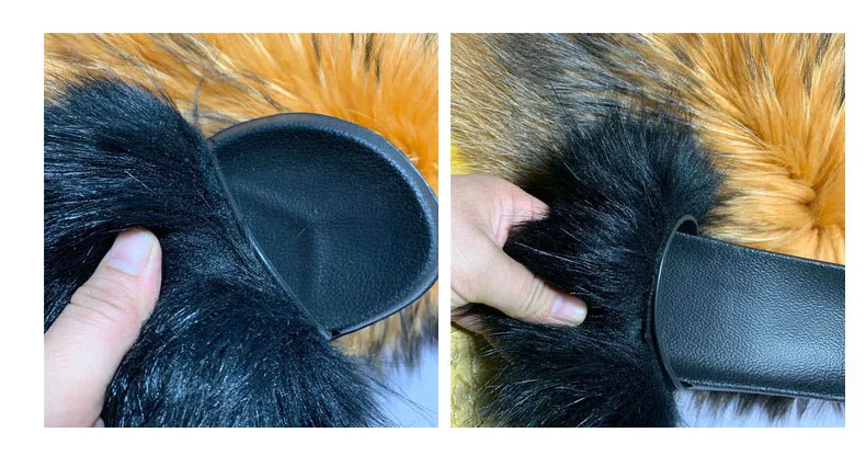 Kids Fur Slippers Girl Fluffy Faux Raccoon Fur Slides Furry Home Floor Flip Flops Children Summer Shoes Girls Fur Sandals CSH953 children's sandals near me