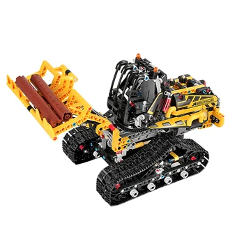 

Wireless Remote Control Car Excavator Gifts Electric Vehicle DIY Educational Tractor Building Blocks Chargeable Bulldozer Model