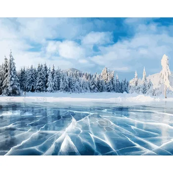 

Painting By Numbers DIY Dropshipping 40x50 60x75cm Blue ice in the forest Scenery Canvas Wedding Decoration Art picture Gift
