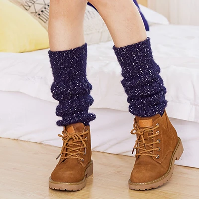 navy blue Модные шерстяные женские гетры в горошек; впитывающие пот свободные носки для обуви; зимние дышащие женские гетры с манжетами; WSK06507 - Цвет: navy blue