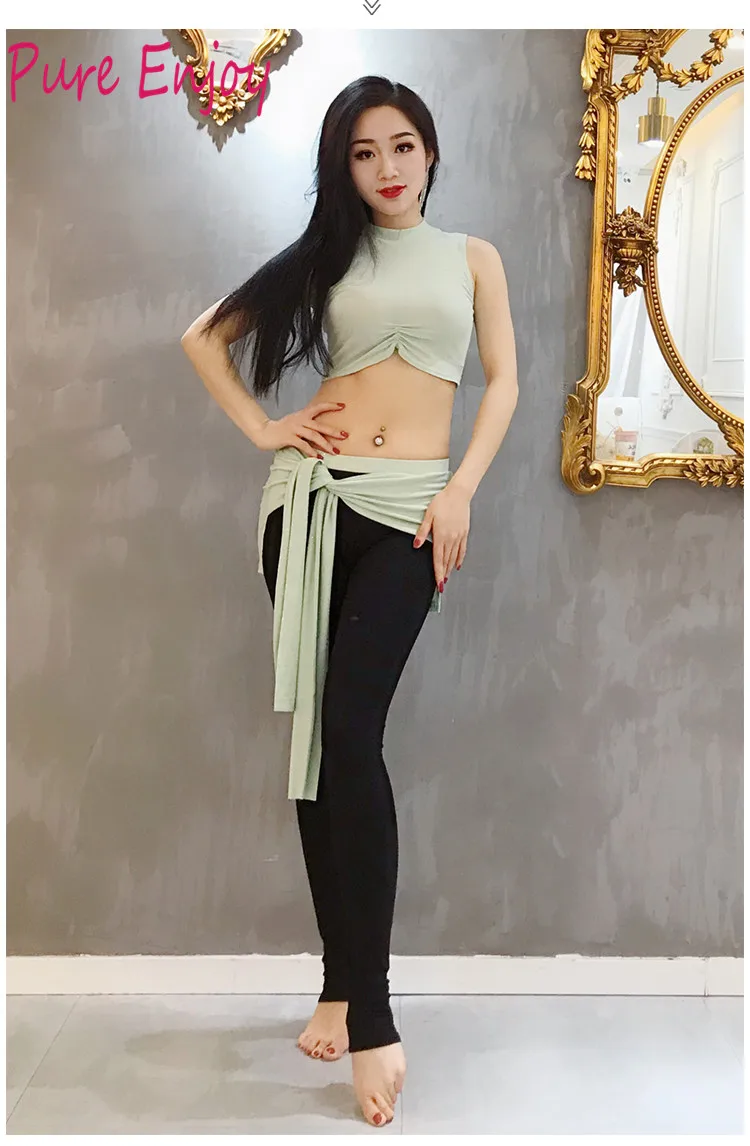 Belly Dance Suit Женщины танец топ+ брюки 2 шт. Производительность танцевальная одежда модальные брюки Танцевальная одежда практика