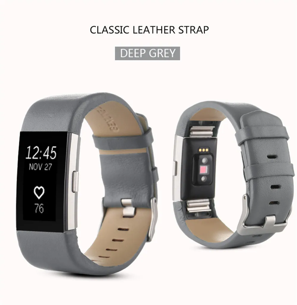 K25 кожаный ремешок для Smart Charge 2 ремешок умный Браслет ремешок для Fitbit Charge2 Замена браслета сердечного ритма - Цвет: Gray