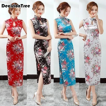 

2020 plus traditional chinese dresses cheongsam dragon phoenix long qipao dress sexy split tang costume lady banquet qipao