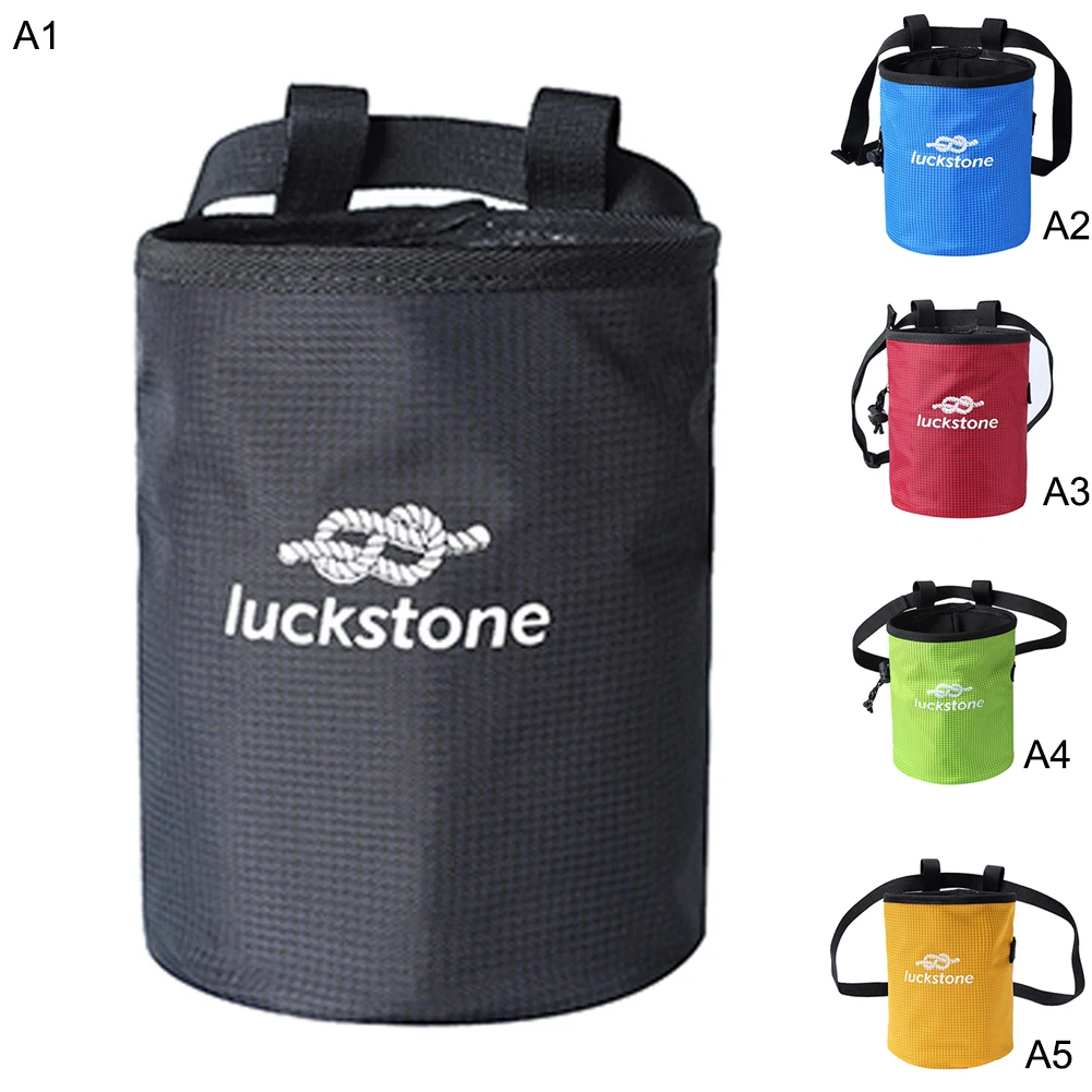 Outdoor Adjustable Belt Magnesium Powder Bag Climbing Gymnastics Rock Climbers Chalk Bag Drawstring Closure Polyester New O9