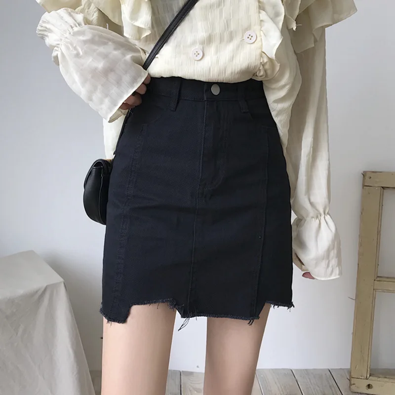 

Irregular Flash Skirt Spring Clothing 2019 WOMEN'S Dress New Style Korean-Style Sheath High-waisted A- line Sheath Denim Skirt