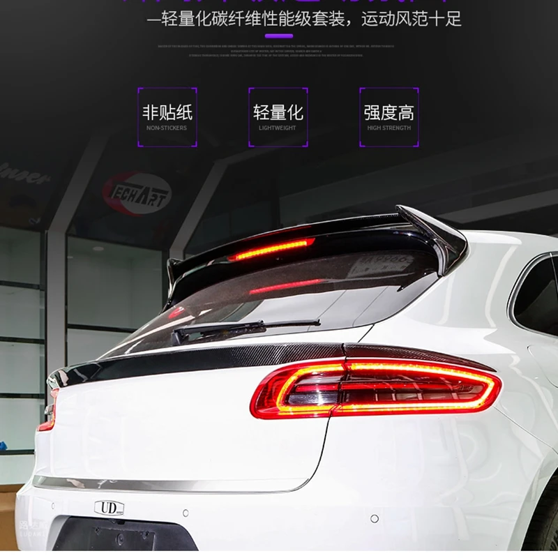 

3pcs/set Carbon Fiber Hatchback Rear Middle Spoiler Lip for Porsche Macan 2014 - 2016 Auto Racing Car Spoiler