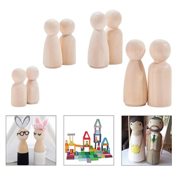 

30PCS Colored Drawing DIY Wooden Character Mixed Loading Different Sizes Wooden Child Character Style Artware Smooth Surface